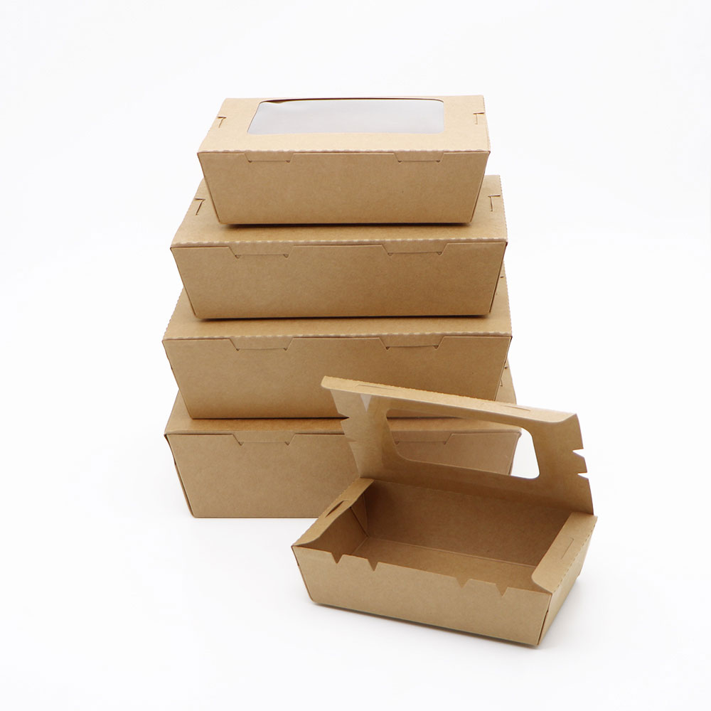กล่องอาหาร กล่องมีช่อง กระดาษคราฟท์ มีหน้าต่าง 900 ml6
