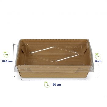 กล่องไฮบริด-กล่องกระดาษคราฟท์ใส่อาหาร1200ml-dimension