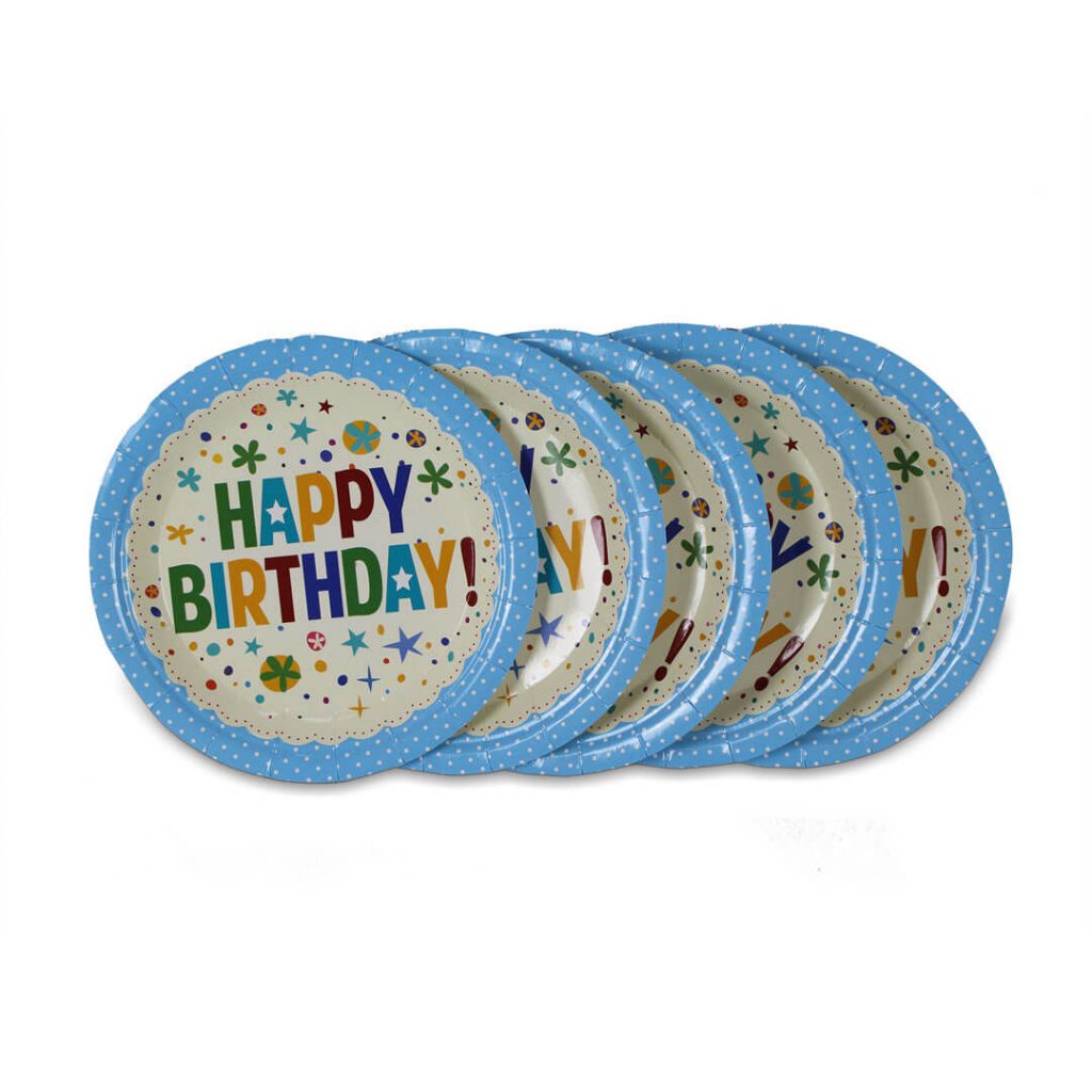 จานกระดาษ-สีฟ้าลายจุด-Happy-birthday-2