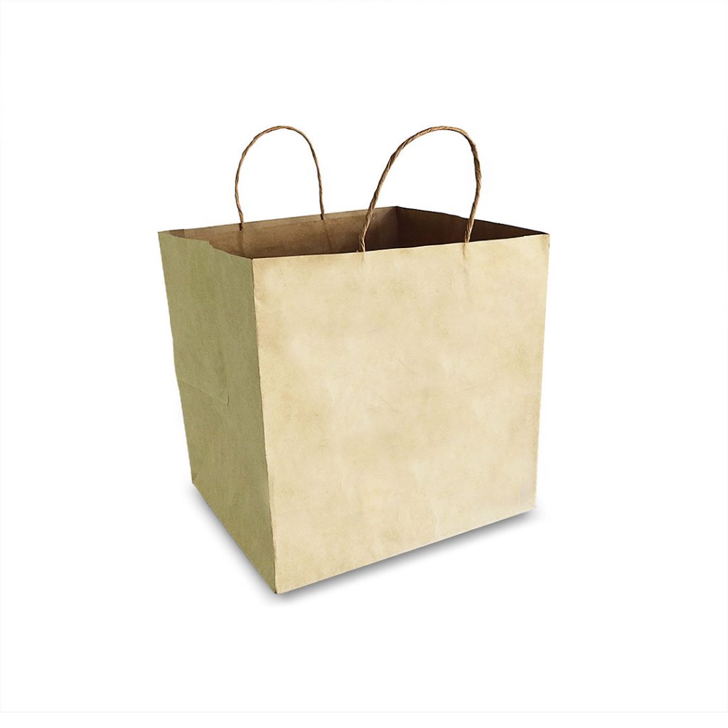 ถุงกระดาษคราฟท์ (Size L) หูหิ้วเกลียว 28x26x28 cm ใส่กล่องเค้ก 2 ปอนต์-2