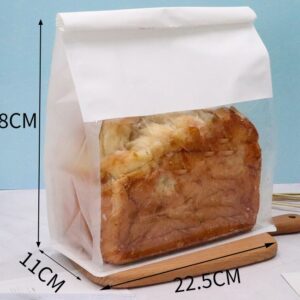 ถุงขนมปังสีขาว มีหน้าต่าง ลวดรัด ขนาด 22x11.1x28 cm.(ยxกxส)