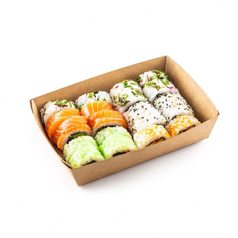 sushi box recycled paper isolated white background concept organic food packaging 341862 12119