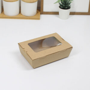 กล่องอาหาร มีหน้าต่าง สีน้ำตาล 900 ml -Size S