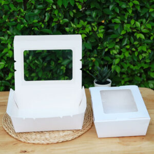 กล่องอาหาร มีหน้าต่าง สีขาว 1600 ml Size L