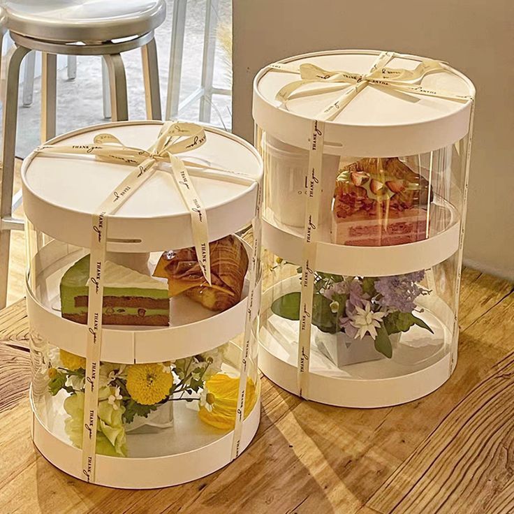 Luxury Birthday Wedding Customs Round Clear Window Multi Layer Cupcake Boxes